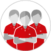 Ícono de grupo de técnicos con camiseta de Ecorp.